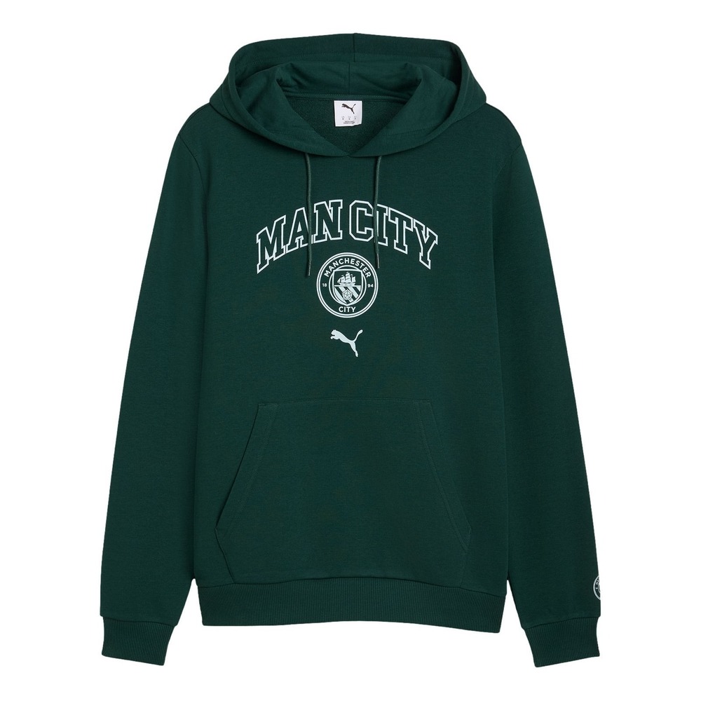 Puma Men's Manchester City FtblCulture Club Crest French Terry Hoodie - Green S